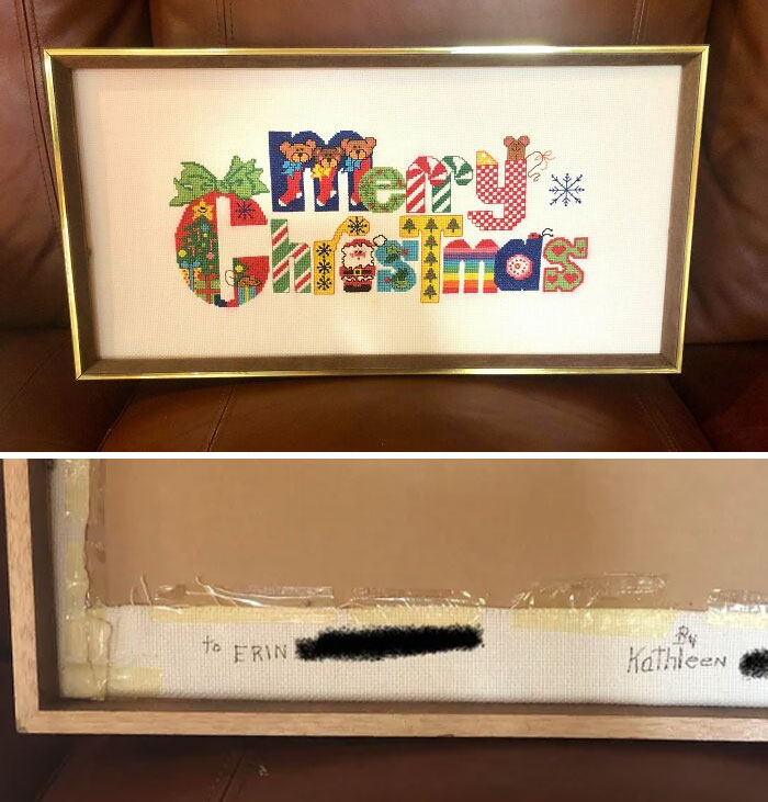 My Grandma Passed Away This Year. Today I Found This Christmas Decoration That I Had Never Seen Before And Turned It Over To Find That She Made It Specifically For Me