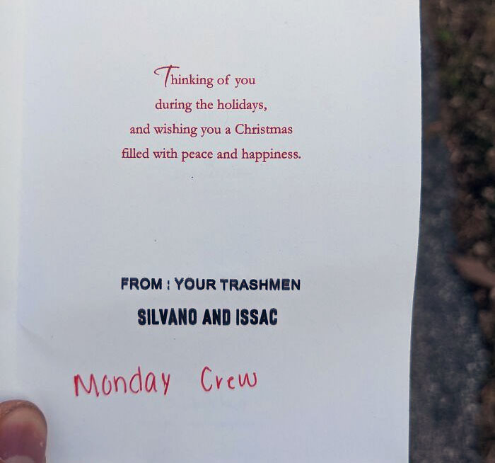 Our Garbagemen Left Us A Christmas Card In Our Mailbox