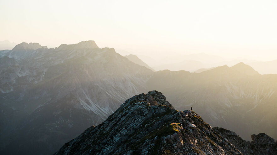 Sunset Hike In The Allgäu Alps Along The Germany/Austria Border