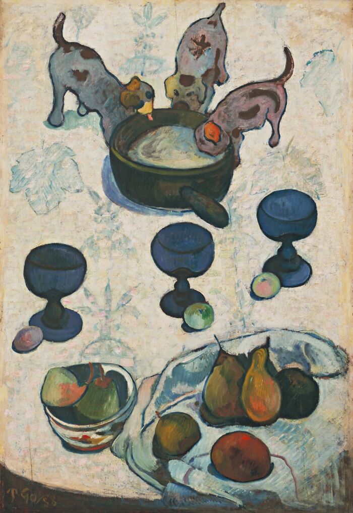 Still Life With Three Puppies By Paul Gauguin