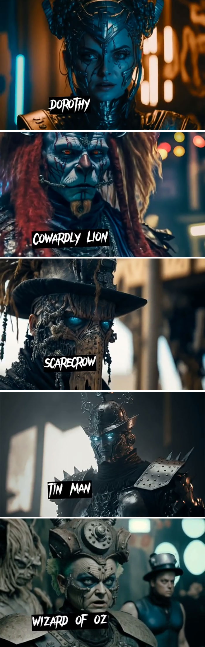 Asking AI To Show "Wizard Of Oz" As A Cyberpunk Movie