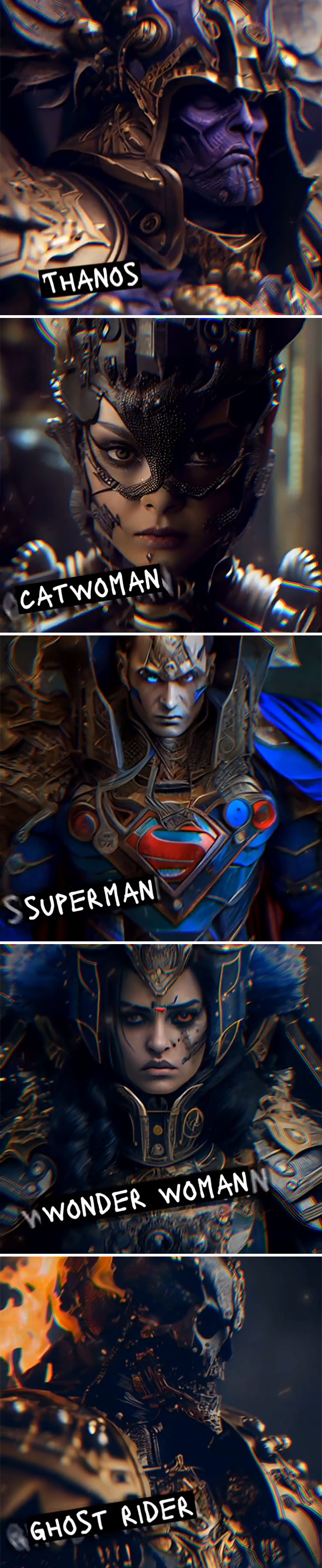 Asking AI To Show Superheroes And Villains In Warhammer Universe