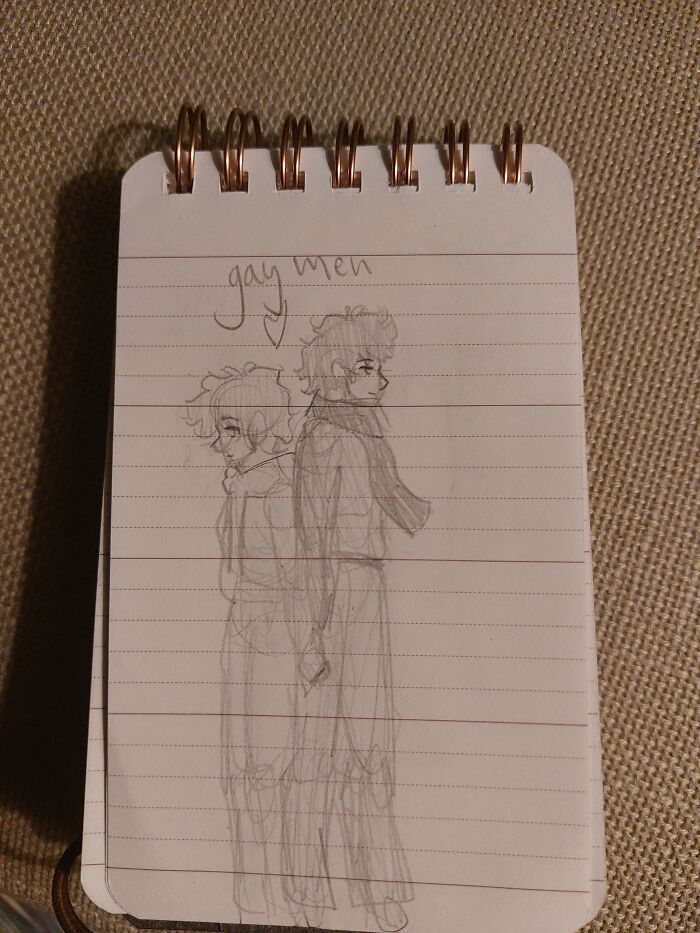 Gay Ocs Of My Post-Apocalyptic Queer Romance. I Have Waaaaay Too Many Sketches Of Them But This Is The Only One That's 1) Not Crammed Into A Page With A Bunch Of Other Sketches Of Them And 2) Both Of Them, Full-Body