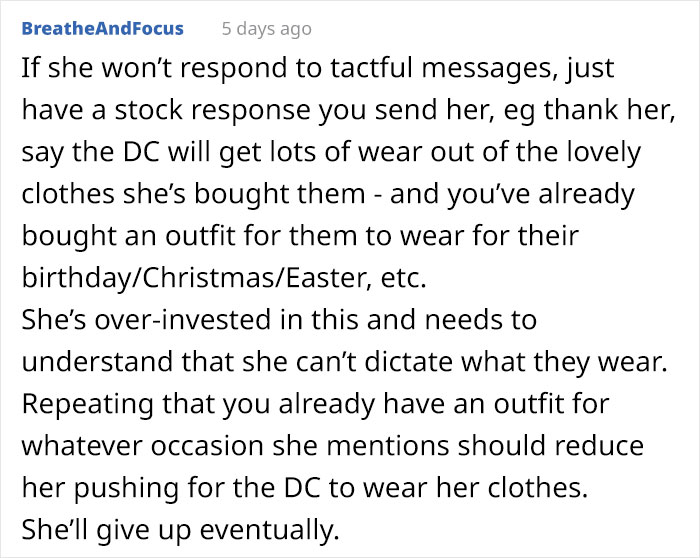 Mom Asks The Internet For Advice After Her MIL Starts Policing The Clothes She Gave Her Grandkids Mom Asks The Internet For Advice After Her MIL Starts Policing The Clothes She Gave Her Grandkids