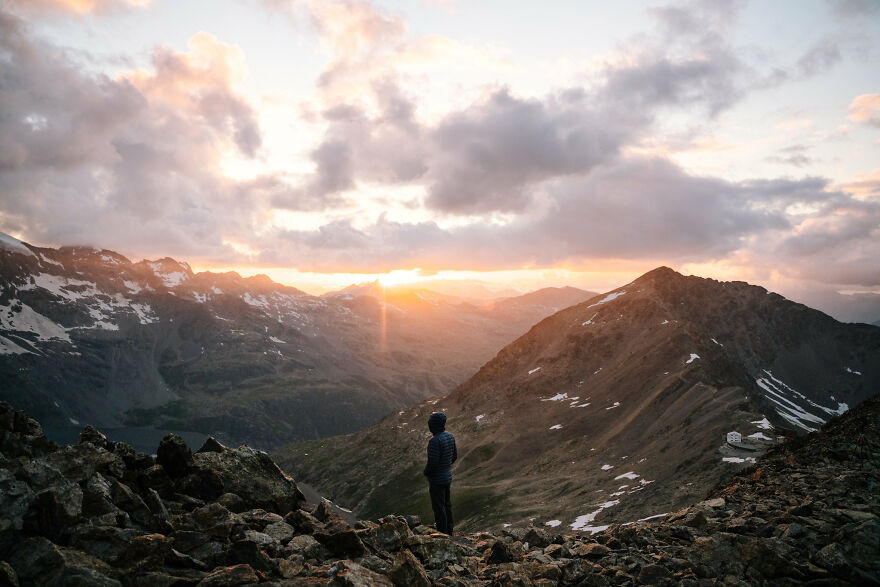 Sunset Hike Above Bernina Pass, Switzerland