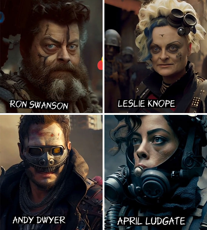 Asking AI To Show "Parks And Recreation" Cast In "Mad Max" World