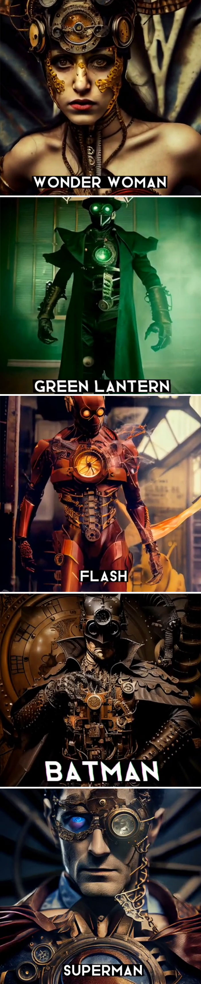 Asking AI To Show "Justice League" Characters In Steampunk World