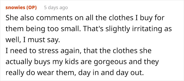 Mom Asks The Internet For Advice After Her MIL Starts Policing The Clothes She Gave Her Grandkids Mom Asks The Internet For Advice After Her MIL Starts Policing The Clothes She Gave Her Grandkids