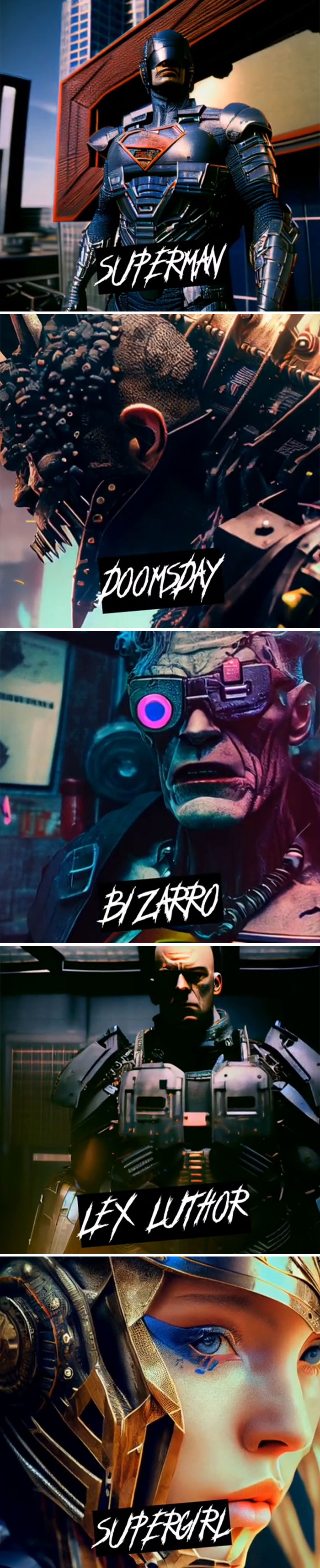 Asking AI To Show "Superman" Characters In Cyberpunk World