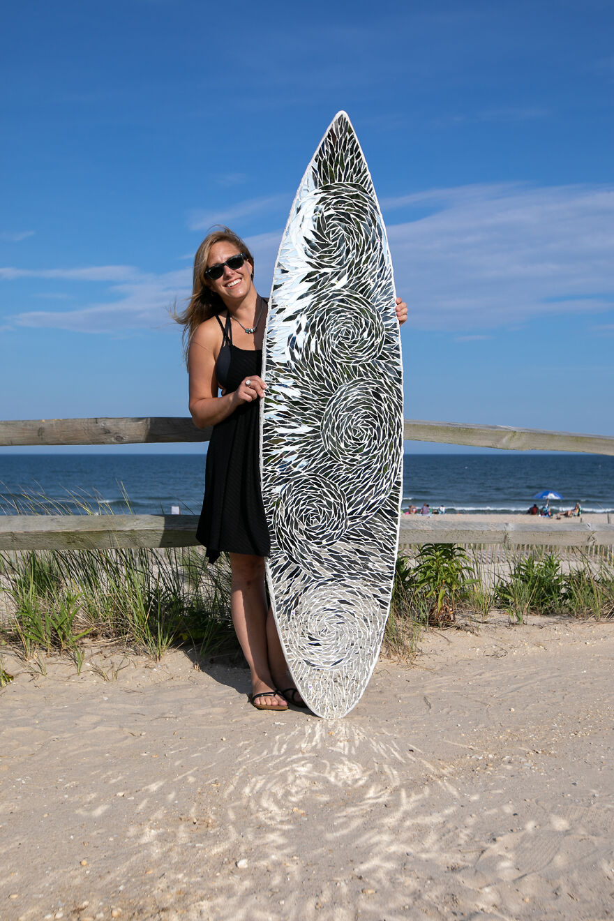 I Create Unique Glass Mosaics On Surfboards