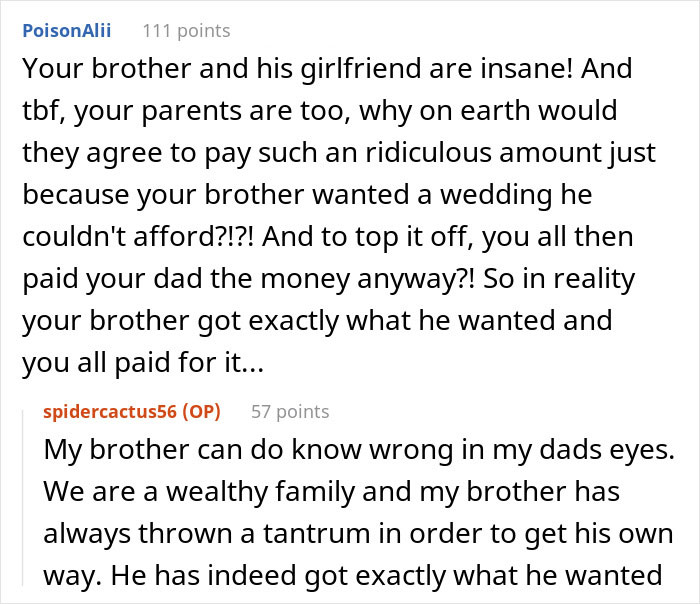 Brother Expects Guests To Pay For His Wedding, Is Shocked And Mad When They Start Dropping Out
