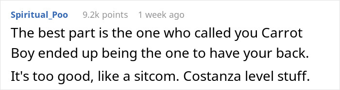 Person Shares How They Held A Grudge Against A Bully For Calling Them "Carrot Boy" Only To Embarrass Themself 29 Years Later At A Class Reunion