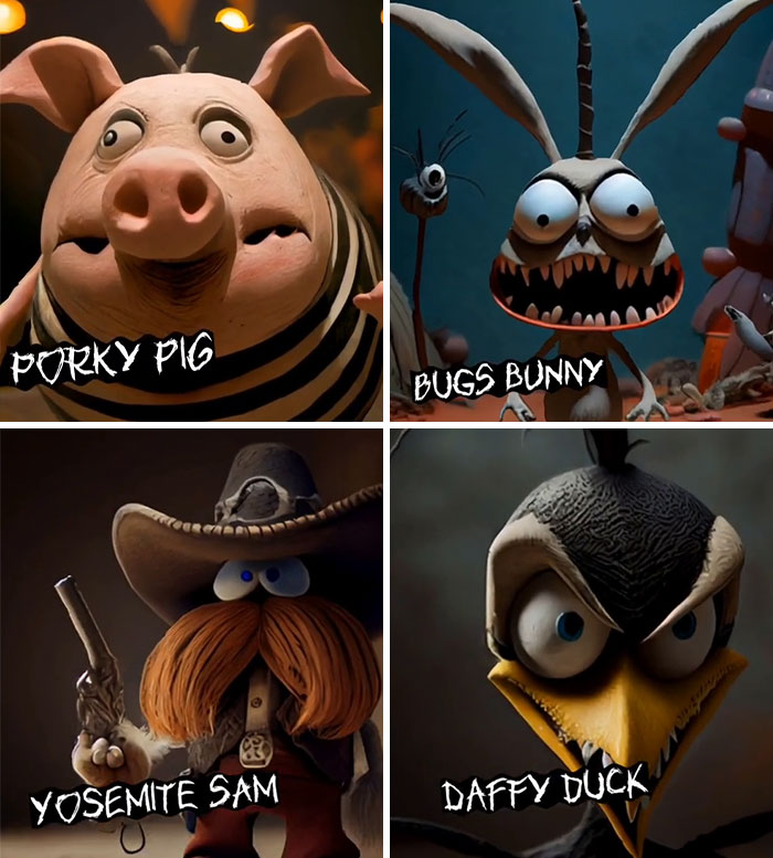Asking AI To Show "Looney Tunes" As Tim Burton's Claymation