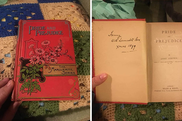 My Copy Of Pride And Prejudice That I Found At A Used Book Store! It’s So Beautiful And In Really Great Condition Too. It Was A Gift To Someone In 1899!