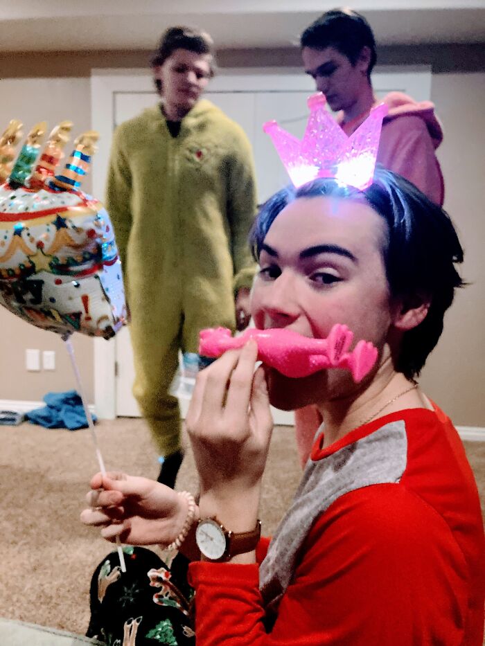 My Best Guy Friend With The Present I Gave Him!