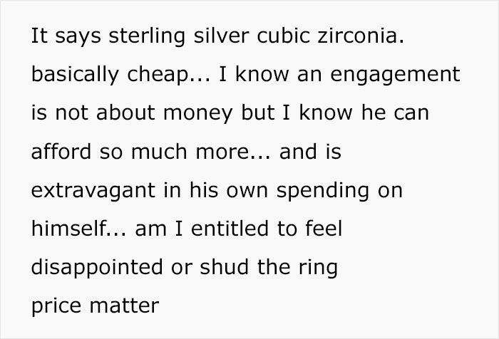 “I Know He Can Afford So Much More”: Woman Checks Her Engagement Ring’s Hallmark And Finds Out That It’s “Cheap” “I Know He Can Afford So Much More”: Woman Checks Her Engagement Ring’s Hallmark And Finds Out That It’s “Cheap”