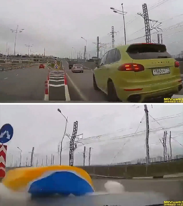 Guy Gets Cocky On A Freeway