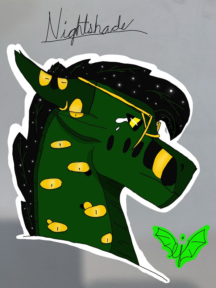 A Drawing Of My Wings Of Fire Oc Nightshade That I Did Last Night. I Know I Post Them A Lot, But I Draw Them Often To Measure My Progress