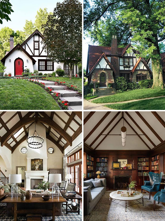 Interior y exterior de una casa Tudor