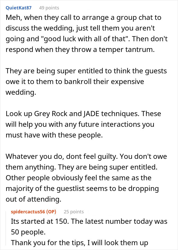 Brother Expects Guests To Pay For His Wedding, Is Shocked And Mad When They Start Dropping Out