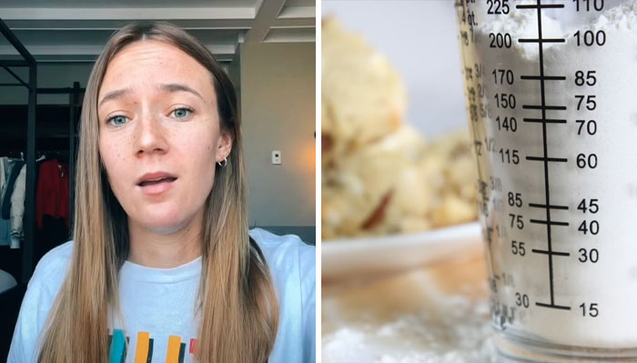 TikToker from New Zealand discussing culture shock and differences after relocating to the US in a casual indoor setting.