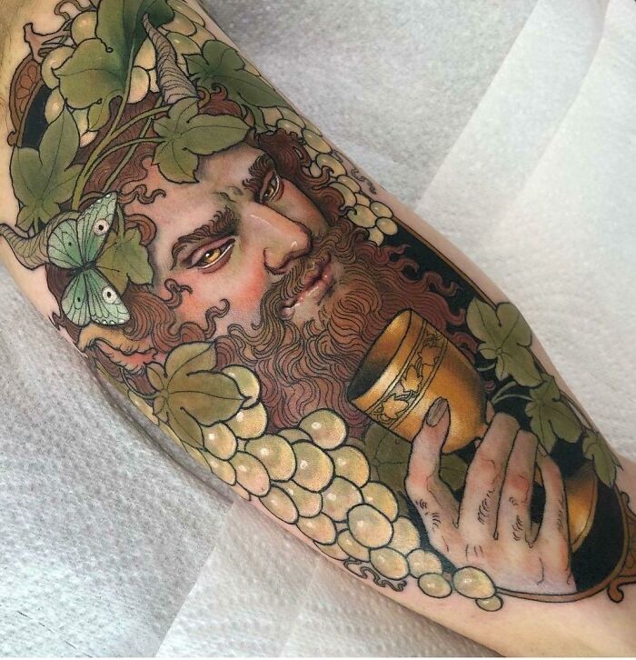 Dionysus By Hannah Flowers, No Regrets Tattoo, Hackney, London