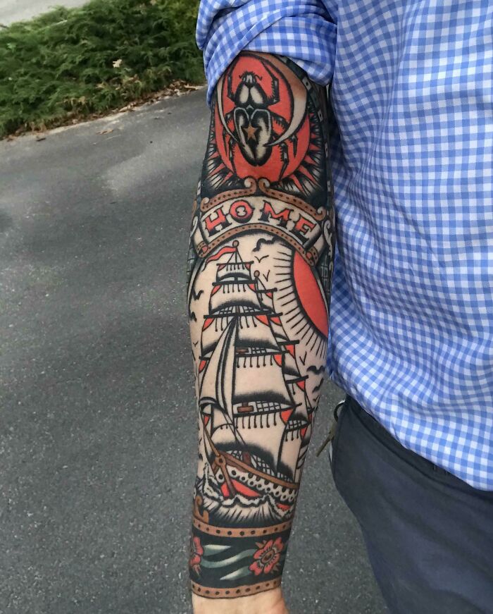 Ship And Beetle, Chris Fernandez - Kings Ave Tattoo - Long Island/NYC, NY
