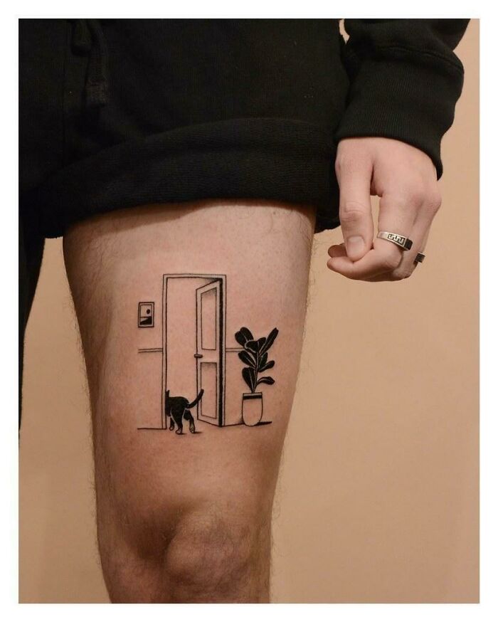 My Cat Entering A Room, By Yonatan Dagan Of Trst Tattoo, Haifa, Israel