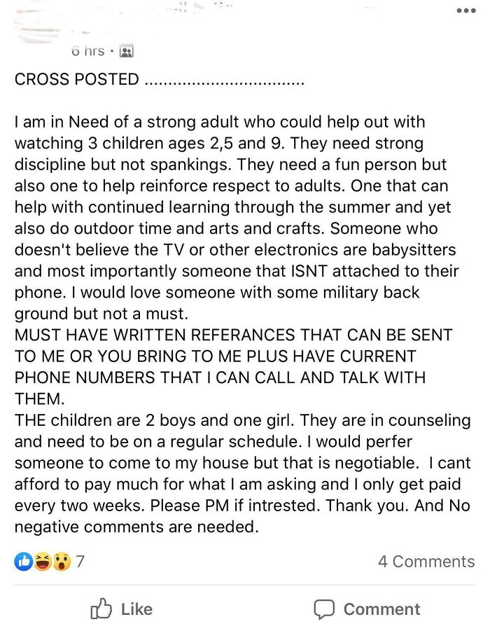 I Also Request Prior Military Experience When Hiring A Sitter