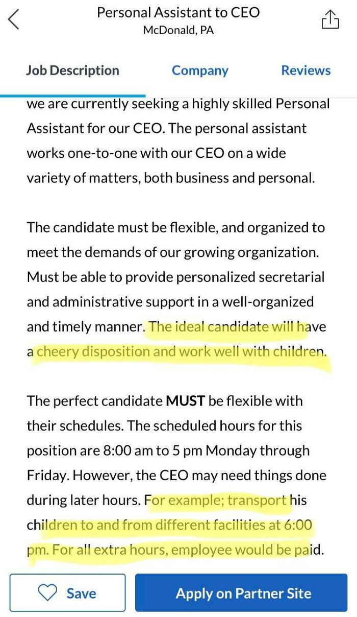 Posting For A Personal Assistant And... Babysitter?