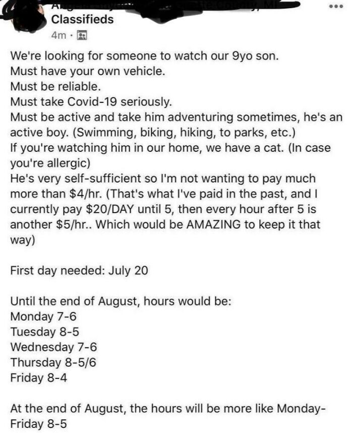 Please Perform Slave Labor For Our Self-Reliant Child Who Still Needs A Nanny McPhee