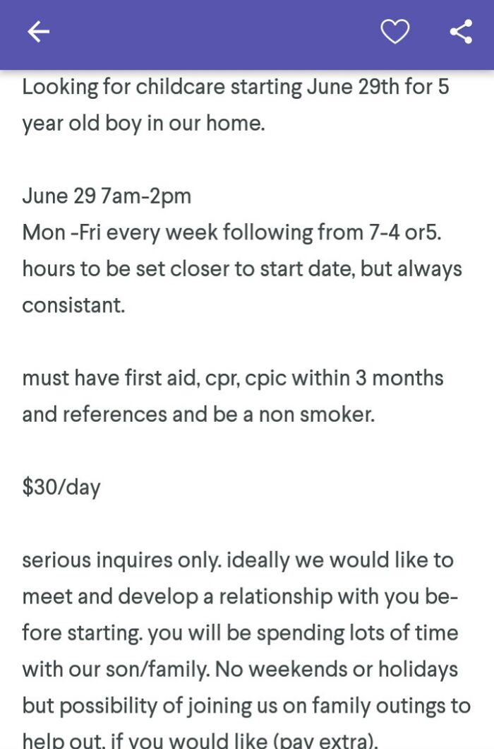 Babysit My Kid Full-Time And I'll Pay You $30 A Day. $3 An Hour, Such A Steal