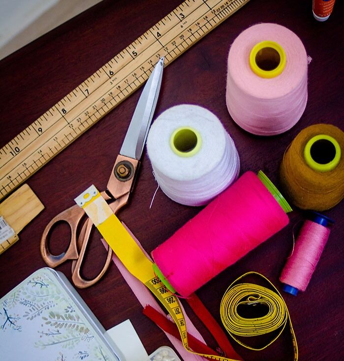 Scissors, ruler and threads