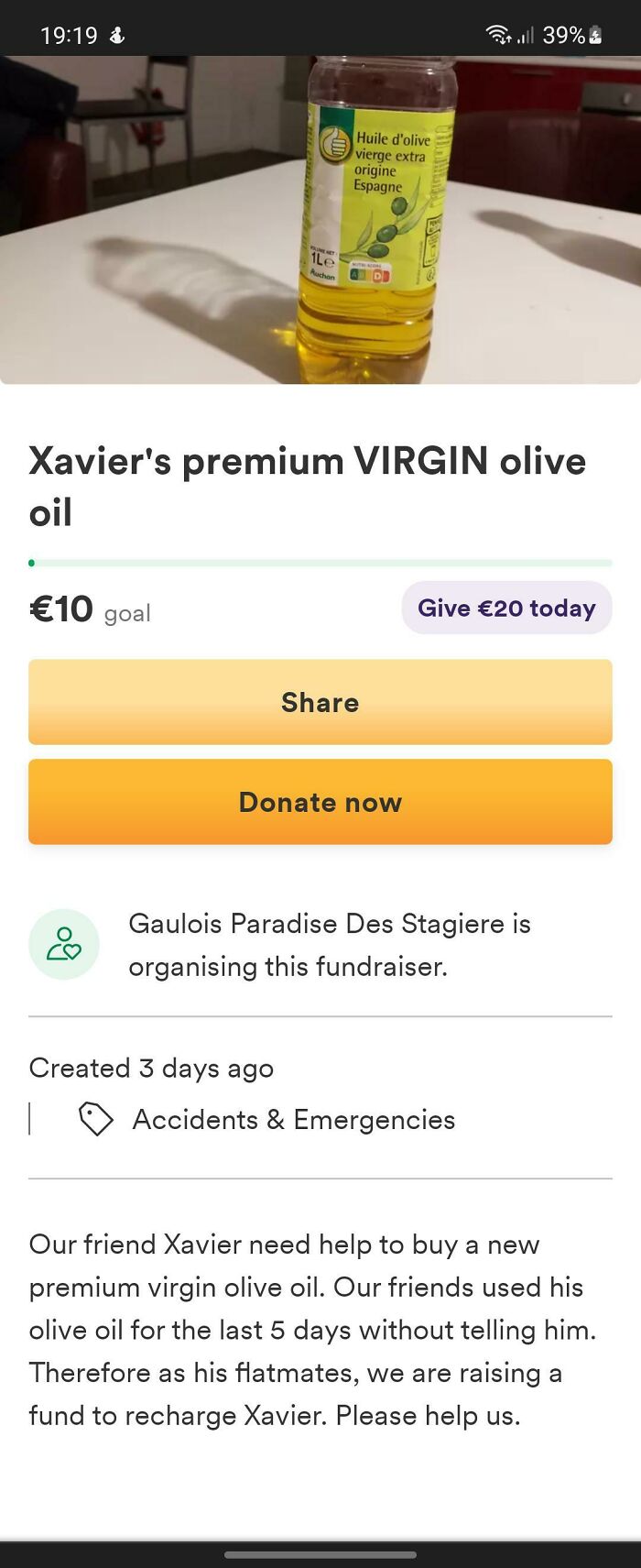 Xavier Does Need His Premium Olive Oil