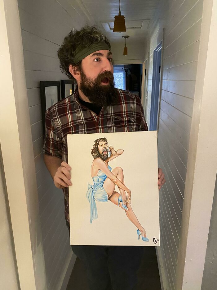 I Got My Wife This Painting Of Me As A Pinup For Valentine’s Day