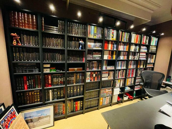 black bookshelves 