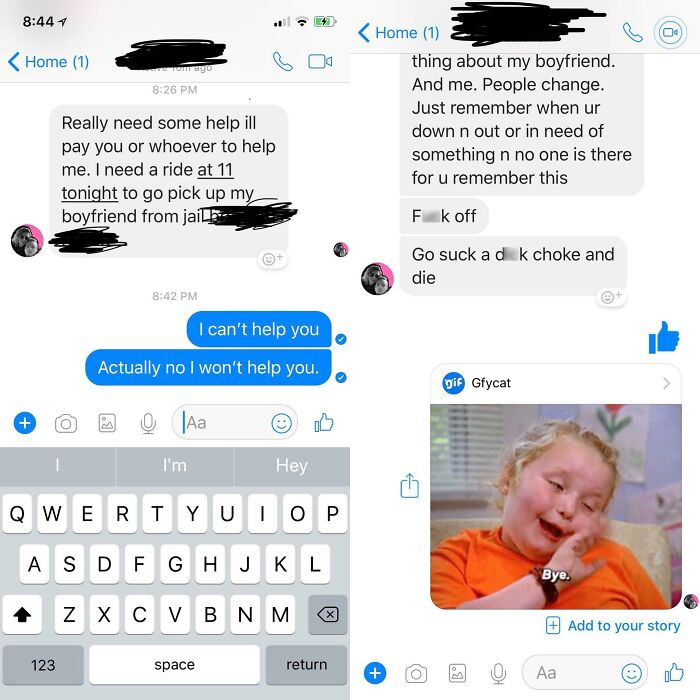 My Ex Asking Me To Take Her To Pick Up Her Boyfriend From Jail And Her Response When I Said No