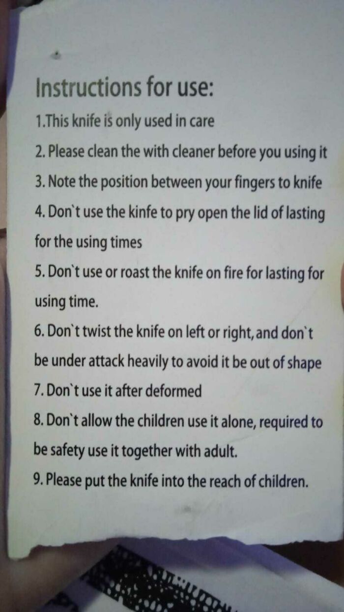 Bought A Knife, It Came With Instructions