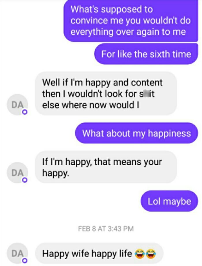 My Ex Wifes Response To Why She Could Be Trusted Not To Have Another Affair