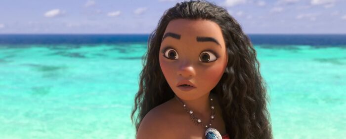 Female cartoon character by the ocean, showcasing fame and strength.