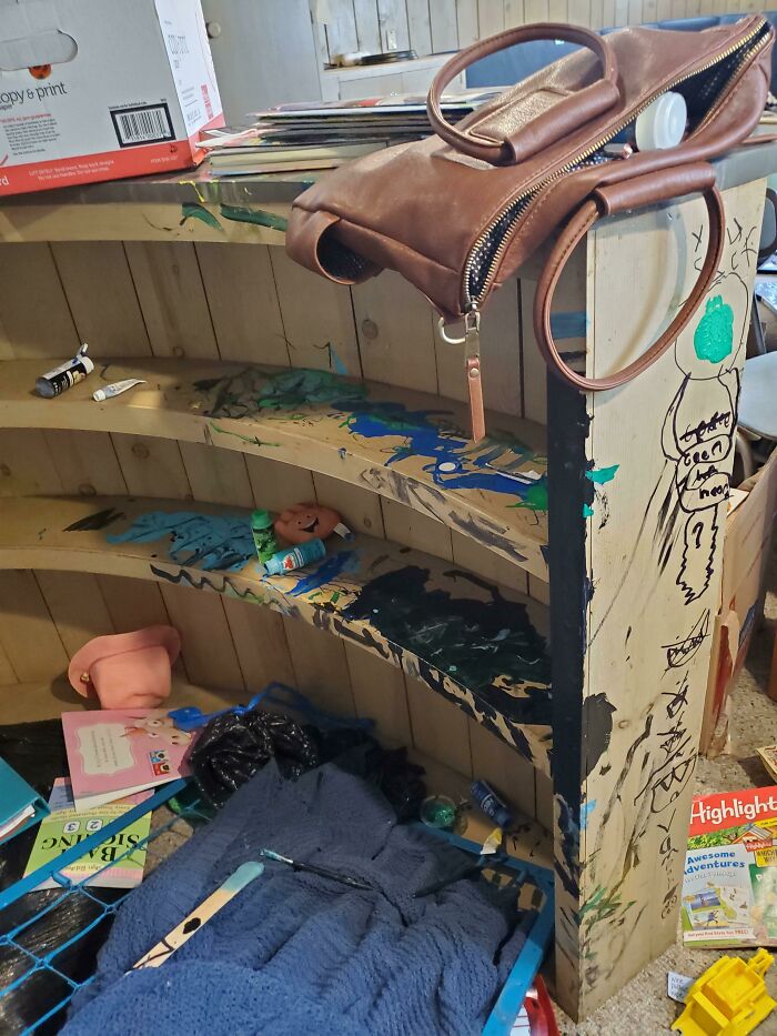 My 8-Year-Old Got Angry With Us. It's Permanent Marker And Acrylic Paint. She Is Severely Grounded, With A Lot Of Daily Chores, Early Bedtime, The Works