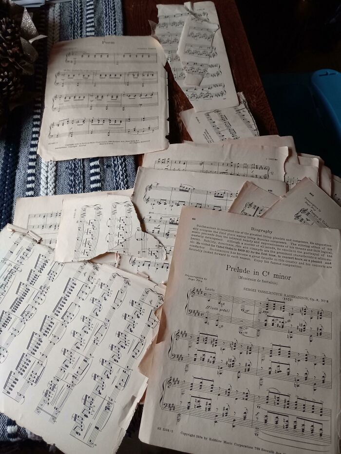 Toddler Got Ahold Of One Of My Favorite Books Of Sheet Music. Can't Stop Crying