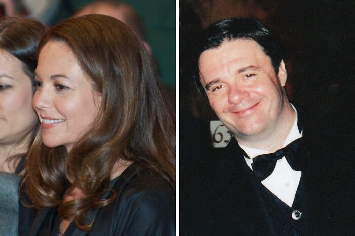 Diane smiling (left), Nathan wearing tuxedo