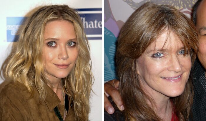 Mary-Kate wearing brown jacket, Susan smiling (right)