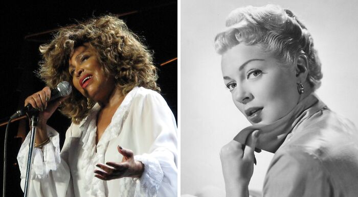 Tina singing (left), Lana wearing earrings (right) 