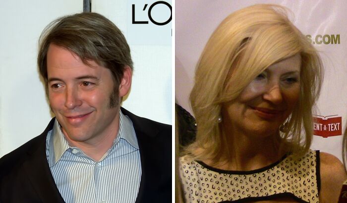 Matthew wearing black suit (left), Beth smiling (right) 