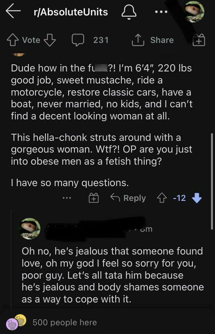 This Dude Is Being Hateful Towards A Man In A Photo, By This Comment He Thinks He Should Be The One. Jealous Af