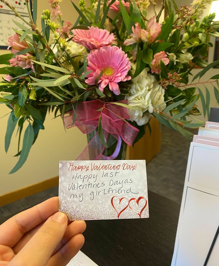 Asked The Florist To Write About Our Last Valentine's Day As Unmarried Couple. They Sent A Different Message