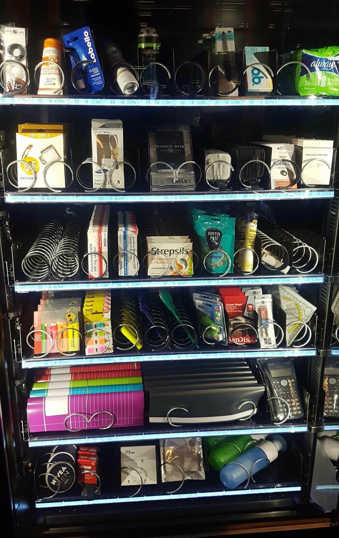 University Has A Vending Machine With All The Things You Need As A Student, From Sanitary Pads To A Powerbank