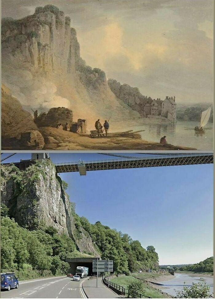 Avon Gorge Bearing The Famous Clifton Suspension Bridge, Bristol (1810 And 2021)